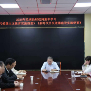2025年汝南县财政局机关党支部集中学习《新时代爱国主义教育实施纲要》等